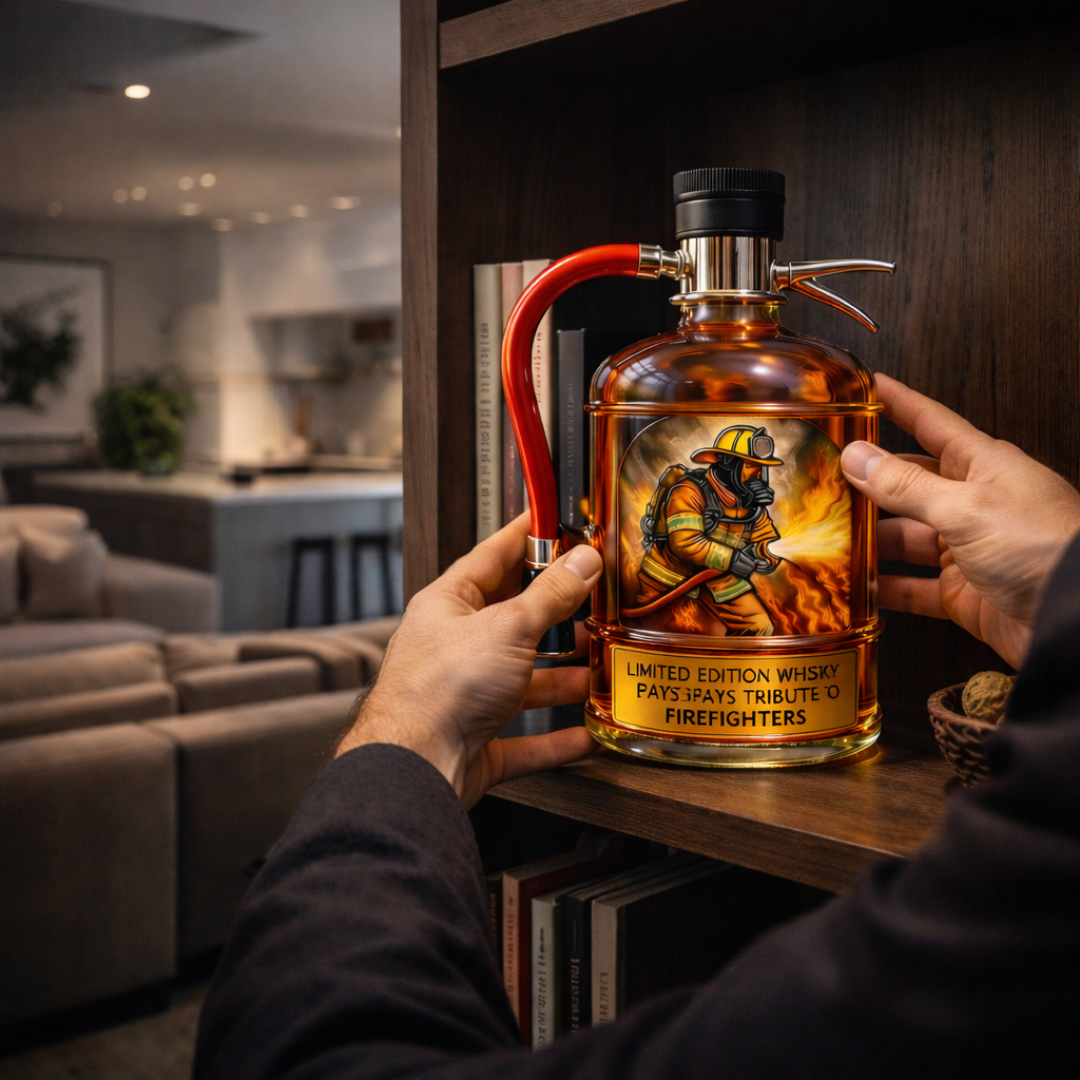 Láhev whisky - Vydání hasicího přístroje
