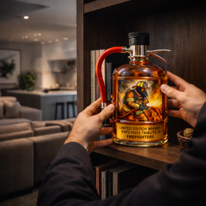 Láhev whisky - Vydání hasicího přístroje