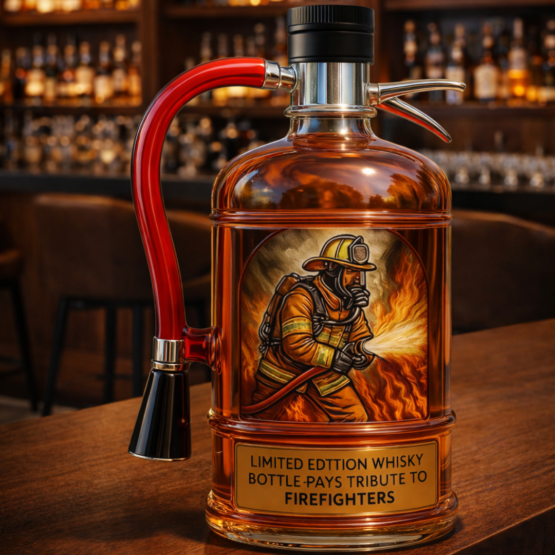 Láhev whisky - Vydání hasicího přístroje
