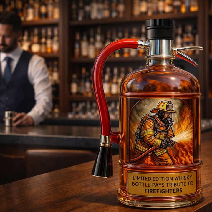 Láhev whisky - Vydání hasicího přístroje